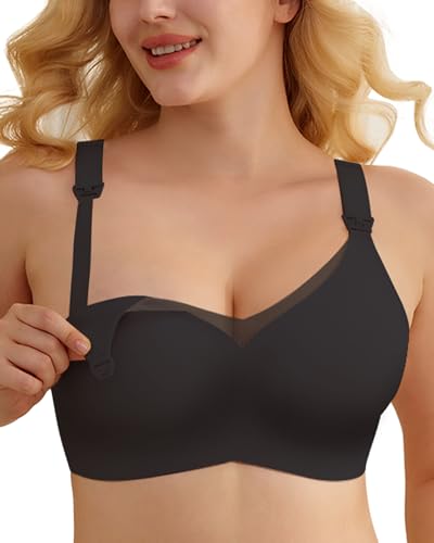 Image of As Fairy Nursing Bras for Breastfeeding Mesh Lace Seamless Maternity Bra Pregnancy Sleep Wireless Bralette