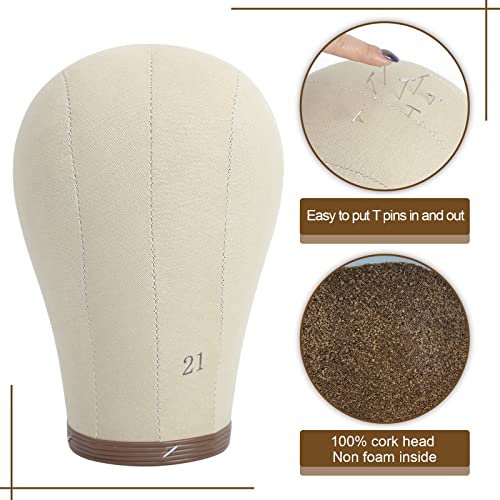 Lihui Wig Stand Canvas Block Wig Head Stand 21 Inch Mannequin Head Stand Table Stand With Wig Mannequin Head For Wigs Display Styling(21Inch) #TOP1