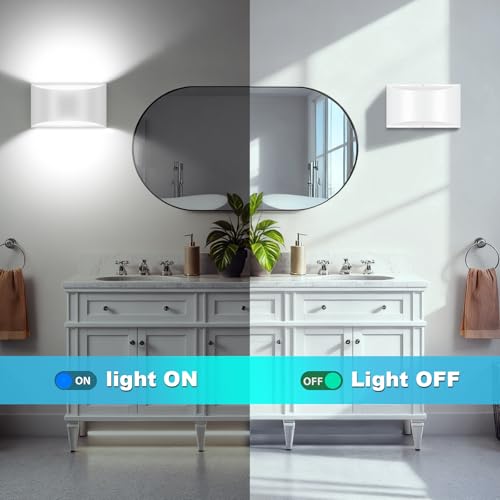 Image of 2 Pack Modern LED Wall Sconces Hardwired Indoor Wall Lights Up and Down Wall Mount Light for Living Room Bedroom Corridor Hallway Conservatory Cool White 6000K(with G9 Bulbs)