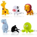 Kenning 6 Pieces Animal Flashlight Keychain Mini Pediatric Nurse Flashlight Badge Reel Pediatric Pen Lights Keychain for Nursing Staff Urgent Care(Cute)