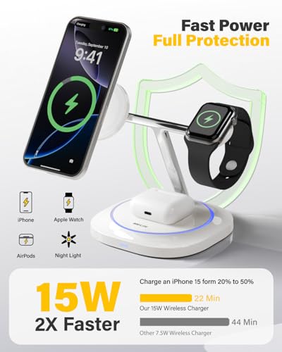 3 in 1 Magnetic Wireless Charger for Apple - Fast Charging Station Compatible - image 5