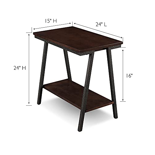 Image of Leick Home Empiria End Table, 15 inch, Walnut, Blackened Bronze