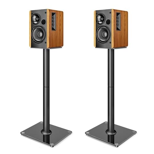 PEGZONE Speaker Stands Pair for Surround Sound,55 LBS Capacity,30.1 inch Floor Bookshlef Speaker Stands,Cable Management,Large Base,1 Pair,Black