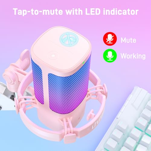Image of UHURU Gaming USB Microphone for PC: Streaming Computer Mic with Noise Cancellation - Condenser Mic with Controllable RGB for Gaming Streaming
