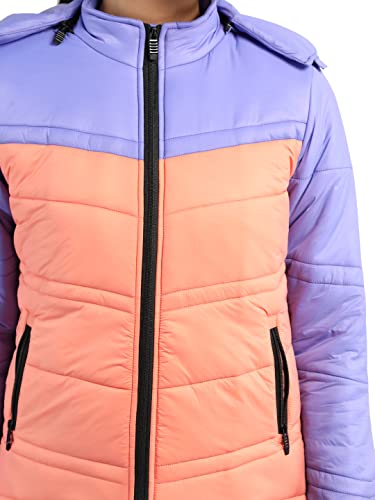 Image of CHKOKKO Women's Winter Quilted Jacket Lavender Light Peach - Polyester, Standard Length, S