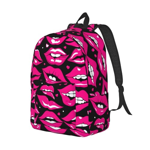 OdDdot Laptop-Rucksack, Tagesrucksack, Motiv: Muscheln, Sanddruck, für Reisen, Camping, Wandern, Büchertasche für Damen und Herren, Lippen, S