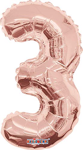 Balão Metalizado Minishape Numero 3 Ouro Rose Pack Regina Ouro