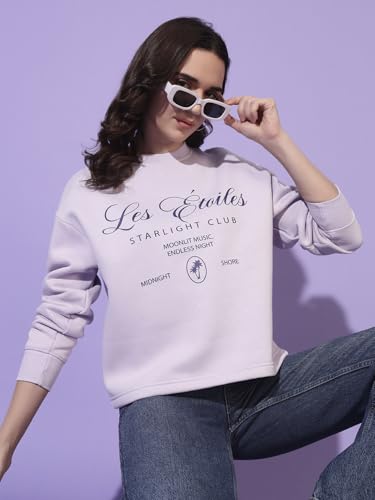 Image of Women's Sweatshirt | Cotton Blend Fleece Winter Top | Full Sleeve Crew Neck | Printed Casual Wear for Women | XS-XL