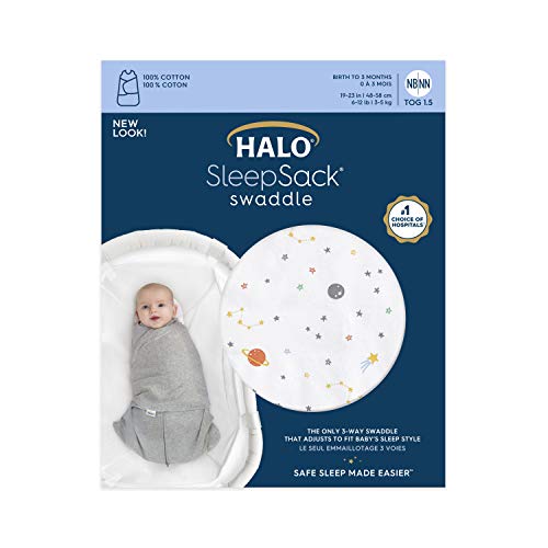image for HALO 100% Cotton Sleepsack Swaddle, 3-Way Adjustable Wearable Blanket,