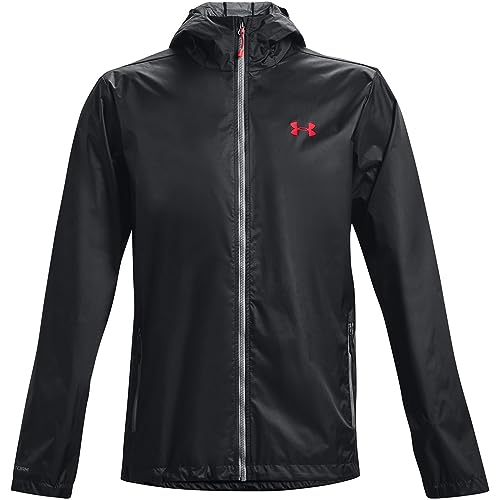 Under Armour Herren Ua Forefront Regenjacke Wasserdichte Jacke für Damen, leichter Regenmantel, Schwarz , XL