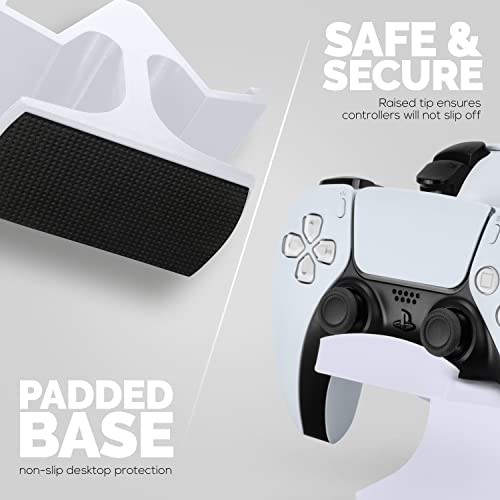 Image of Dual Game Controller Desktop Holder Stand - Universal Design for Xbox ONE, PS5, PS4, PC, Steelseries, Steam & More, Reduce Clutter UGDS-03 (White)