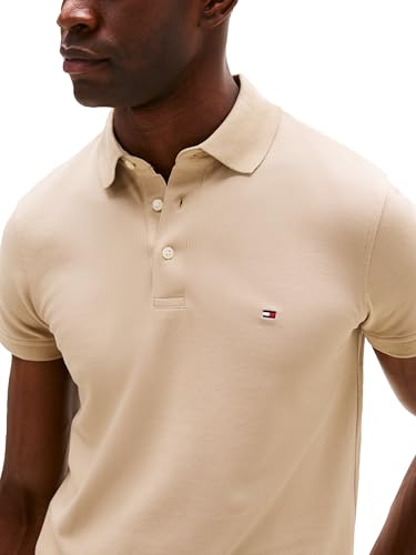 Image of Tommy Hilfiger Men's Short Sleeve Polo Shirts in Slim Fit with Stretch and Organic Pique Cotton