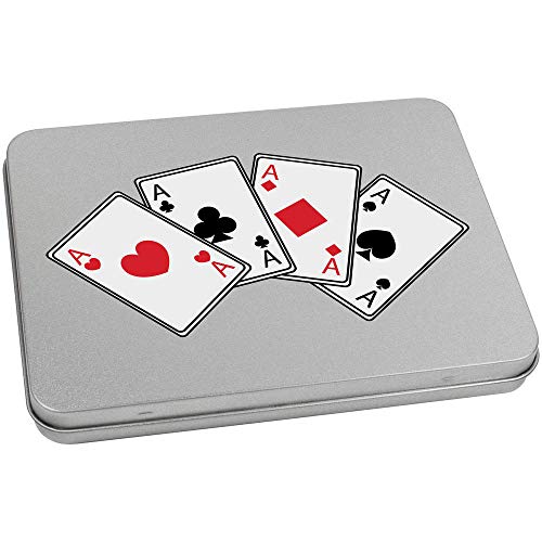 Azeeda 170mm 'Aces Playing Cards' Metal Hinged Tin/Storage Box (TT00147352)