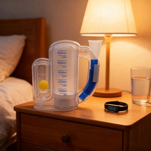 5000ml Incentive Spirometer Lungentrainer, Tiefatmungstrainer mit Durchflussanzeige, Atemtrainer Lungentrainer, für Atemübungen, postoperative Erholung