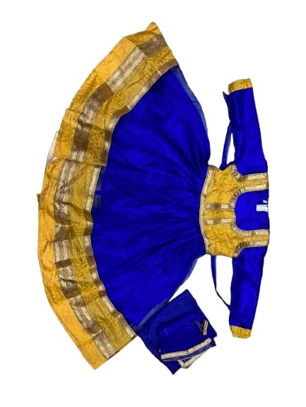 Image of Kathak Dress Costume 6 Meter Flare with Brocade Border Indian Classical Dance Costume