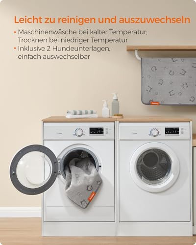 Feandrea Hundedecke, 2er Set, Wiederverwendbare Hundematte, 183 x 183 cm, XXXL, wasserdicht, auslaufsicher, rutschfest, saugfähig für Hunde, Katzen, Kaninchen, Taubengrau PTD005G01