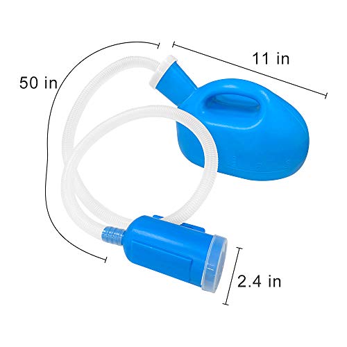 Urinals for Men Thick Firm Portable Urinal, Urine Collection for Hospital, Incontinence, Elderly, Travel Bottle and Emergency 2000 ml- 50" Long Tube with Lid（Blue） - Thumbnail 5