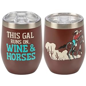 Primitives by kathy wine tumbler wine horses  urban country home decor