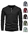 Men's Henley Shirts Long Sleeve Blouse Tops Crew Neck 3-Button Solid Basic T Shirt Fashion Casual Sport Undershirt (Grey,XX-Large)