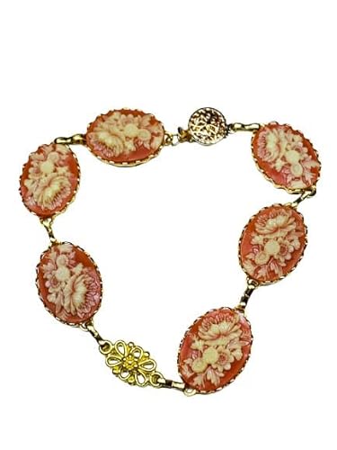 Jewels Victoriana Victorian Style Cameo Floral Brass Bracelet