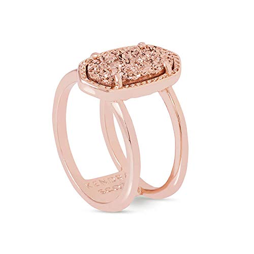 Kendra Scott Elyse Ring for Women, Fashion Jewelry, 14k Rose Gold-Plated, Rose Gold Drusy, Size 7