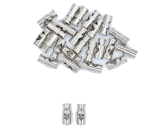 Image of celloexpress Metal Cord Stopper Lock Toggle End for Cords | Metal Springs | Drawstring (Silver - Pack of 25, 20mm)
