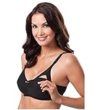 Leading Lady Women's Nursing Bra Wireless Cotton (2-Pack), Black/Gray Stripe, 38D