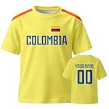 Camiseta Personalizada de la selección Nacional de fútbol de Colombia con Nombre y Ligero y de Secado Rápido