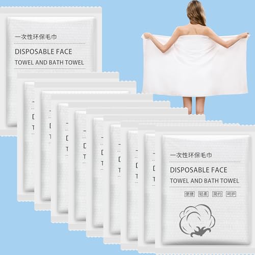 ERHAOG Asciugamani Bagno usa e Getta - 10 Unità 140 * 70 cm Asciugamani Doccia Compressi Grandi -...
