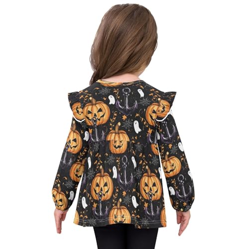 Pumpkin Boat Anchor Girls Shirts Cotton Long Sleeve Ruffle Toddler Tee Tops4