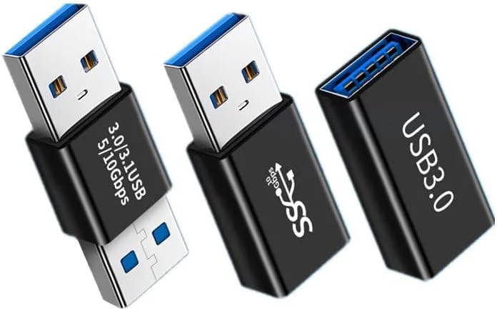 Herfair USB to USB Adaptor,USB 3.0 Adapter Coupler(3-Pack) Male to Female Converter,USB 3.1 Male to Male Extender Female to Female,10Gbps USB Connectors Kit