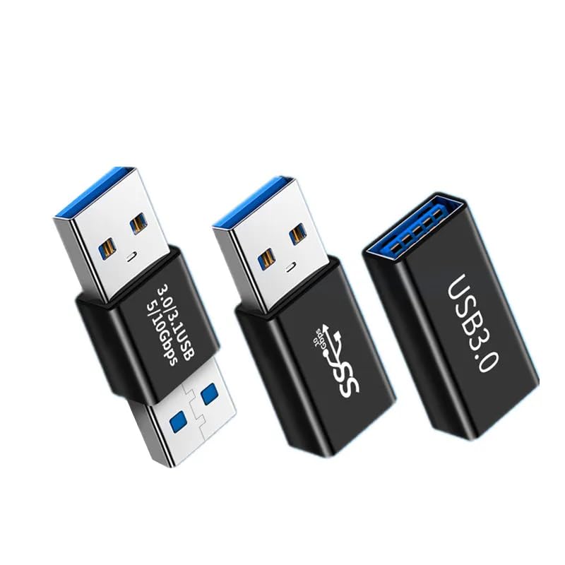 Herfair USB to USB Adaptor,USB 3.0 Adapter Coupler(3-Pack) Male to Female Converter,USB 3.1 Male to Male Extender Female to Female,10Gbps USB Connectors Kit