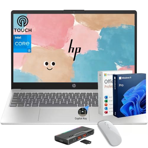Image of HP 15.6 inch Touchscreen Laptop, 13th Intel Core i3-1315U, Windows 11Pro, Free Lifetime MS Office • Copilot AI, 16GB RAM, 768GB Storage (512GB SSD+256GB Docking Set), w /Mouse, for Business /Students /Home