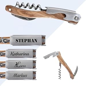 KDO MAGIC Personalisierter Flügelkorkenzieher Holzgriff