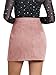 Ezcosplay Women Faux Suede Sexy Mini Skirt with Slit High Waisted Zipper Back Pencil Bodycon Short Skirts Pink