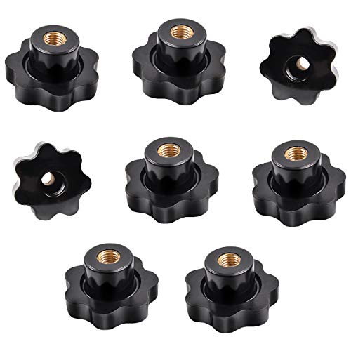 ASFINS Perillas de Estrella M10, 8 piezas Tuerca de Agarre en Estrella m10 Botón de Abrazadera Cabezal de Estrella con Orificio Pasante para Máquina Herramienta, Negro, 40 mm x M10 Cover