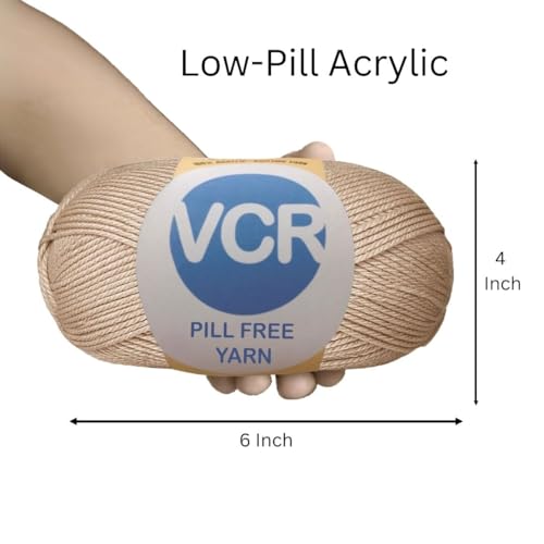 Image of VCR Dull Brown Yarn, Pill-Free Soft Knitting Yarn, 100 Grams Hank, 263 Meters Length, Low-Pill Acrylic Yarn, Soft Crosia Threads, Pack of 1, Suitable for Beanies, Caps and Gloves