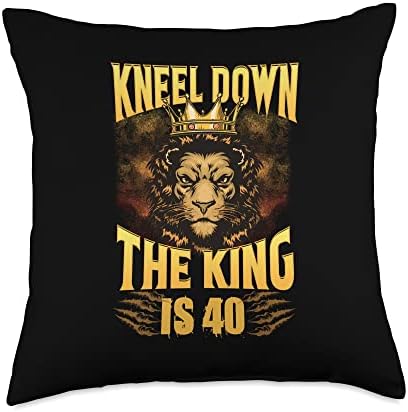 40th year anniversary lion gifts 40th Birthday King Gifts for 40 Years Old Man Throw Pillow, 18×18, Multicolor