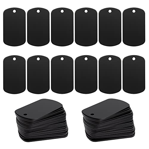 StayMax 100 Pack Anodized Aluminum Engraving Blank Tags Stamping Blanks (Black)
