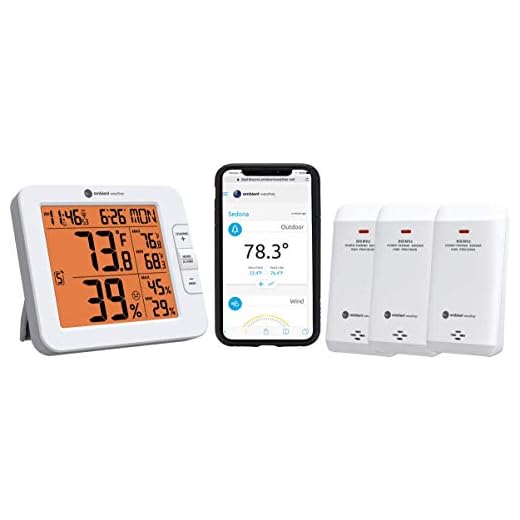 Ambient Weather WS-8482-X3 Wireless 7-Channel Internet Remote Monitoring Weather Station with Three Indoor/Outdoor Temperature & Humidity Sensors, Compatible with Alexa