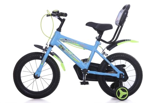 Image of JUNIOR KID 14 T Kids Cycle with Sides -Balance Wheel & Back Rest Seat | 10 Inch Frame | Steel Rim | Ideal for 3 to 6 Years Boy's & Girl's (Sky)