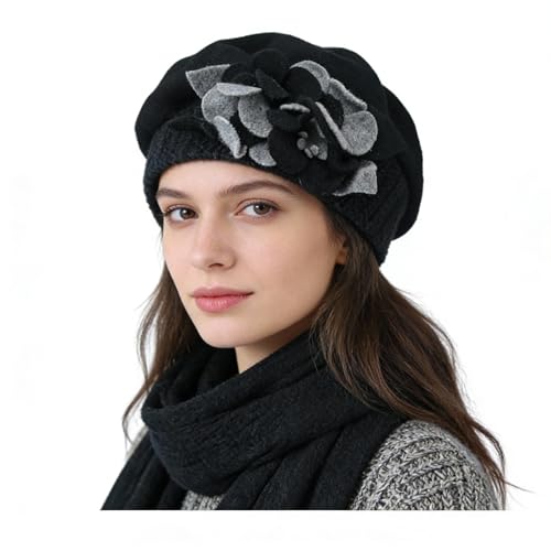 Ruphedy Women's Wool Beret Vintage French Beret Beanie Dress Winter Hats Hy022, Hy023-black, One size