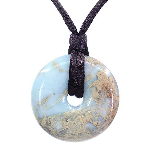 [Keleny] サーペンタイン 30mm ビーズ ペンダント ブラウン ロープ ネックレス