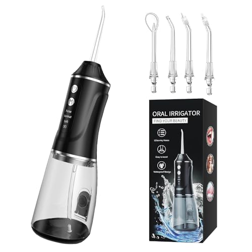 KBIBCK Advanced Cordless Water Flosser Oral Irrigator, Portable Oral Irrigator with 380ML Large Tank, 4 Jet Tip & 3 Modes,IPX7 Waterproof Electric Flosser for Braces, Gum Care Travel Home