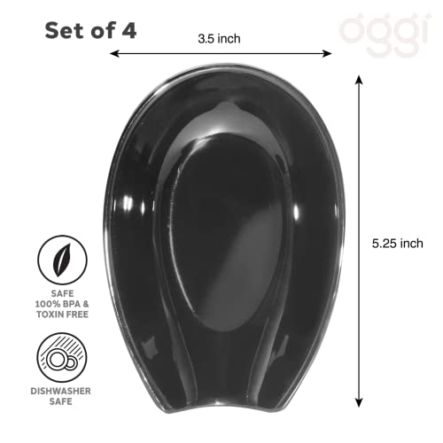 image for OGGI Spooner Ceramic Spoon Rest- Set of 4 - Spoon Rest for Stove Top, 