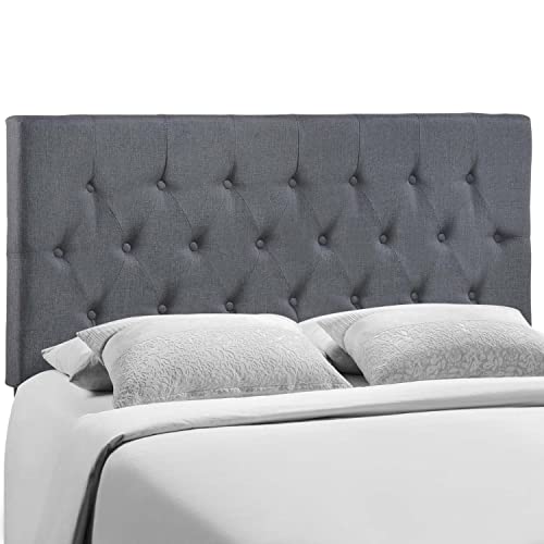 Modway Clique Tufted Button Diamond Pattern Linen Fabric Upholstered Queen Headboard In Smoke #TOP5