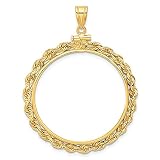 Moneda de oro | Hoja de arce canadiense de 1 onza | 30 mm | tapa de rosca | Borde de cuerda elegante marco colgante de bisel de monedas | Oro macizo de 14 quilates, Rope Style #3, Metal, No es una