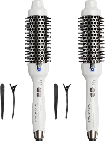 Image of Wavytalk Thermal Brush, 1.5 Inch Ionic Thermal Round Brush Makes Hair Smoother Get Natural Curls (White) (Pack of 2)