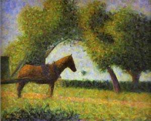 Peinture à l'huile Horse in A Field 1882 par Auguste Serrure - Toile 12x16 Pouces