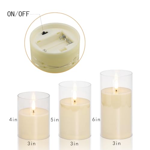 Image of Novelty Candle LED Flickering Flameless Candles,Battery Operated for Home Christmas Wedding Celebration Decor,Party /Wedding, Ivory, Pack of 3